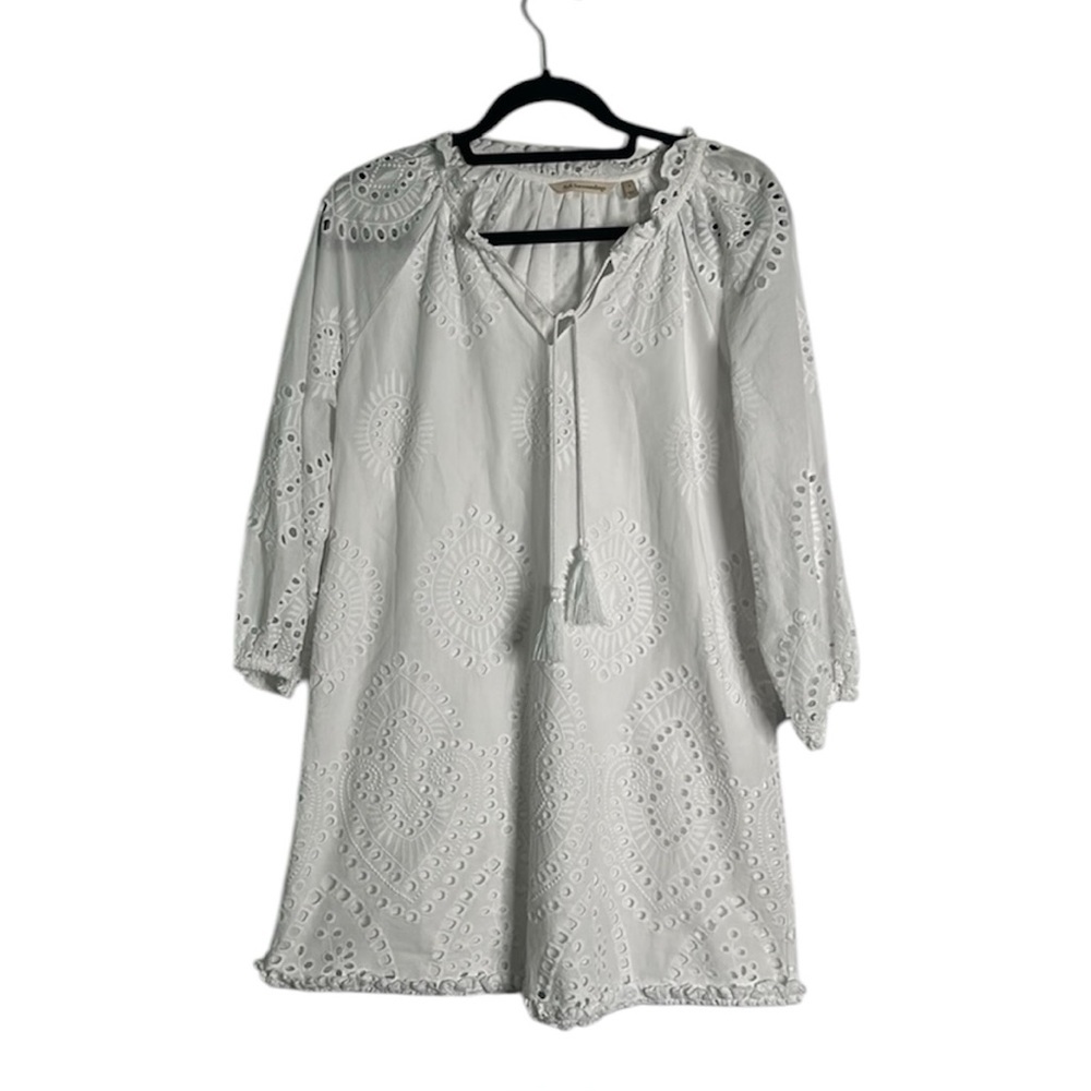 Soft surroundings white embroidered eyelets mini dress size small